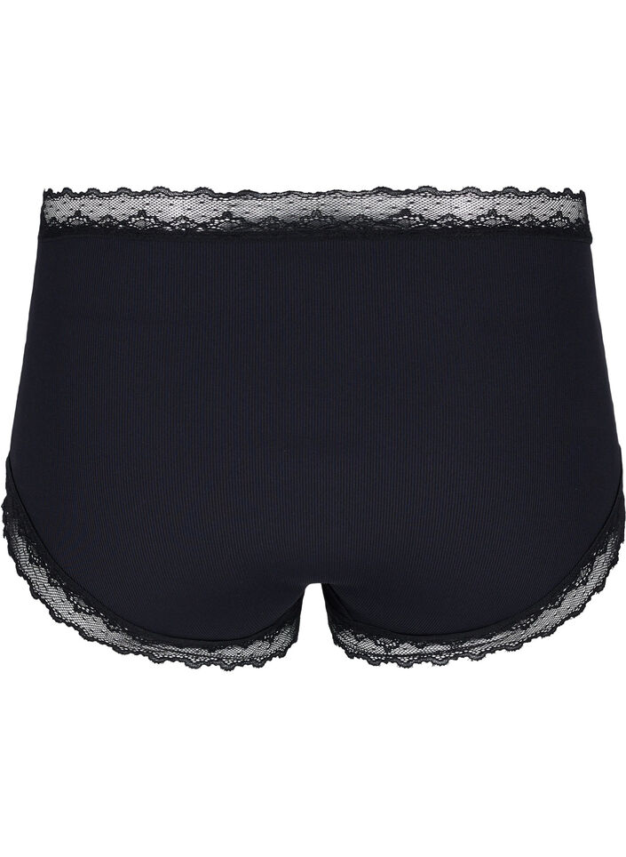 High waisted hipsterslip met kant, Black, Packshot image number 1