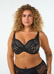Voorgevormde bh met beugel en bloemenkant, Zwart, Model image number 0