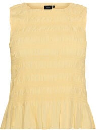 Smocktop met boothals en peplumzoom, Geel