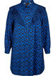 Lange viscose shirt met print en franjes, True blue w. Black, Packshot image number 0