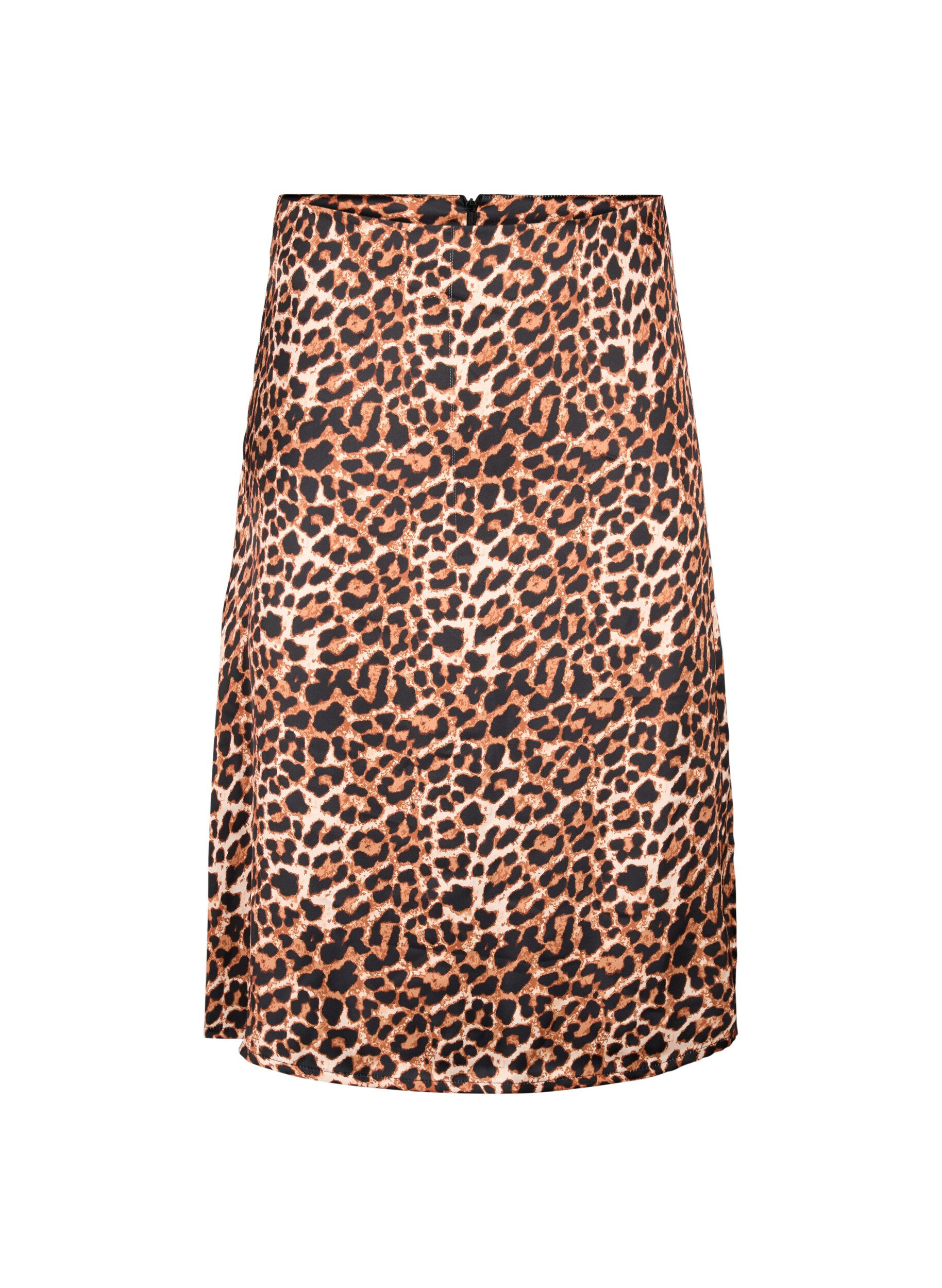 Zizzi Rok met luipaardprint en splitten, Leopard AOP, Packshot image number 0