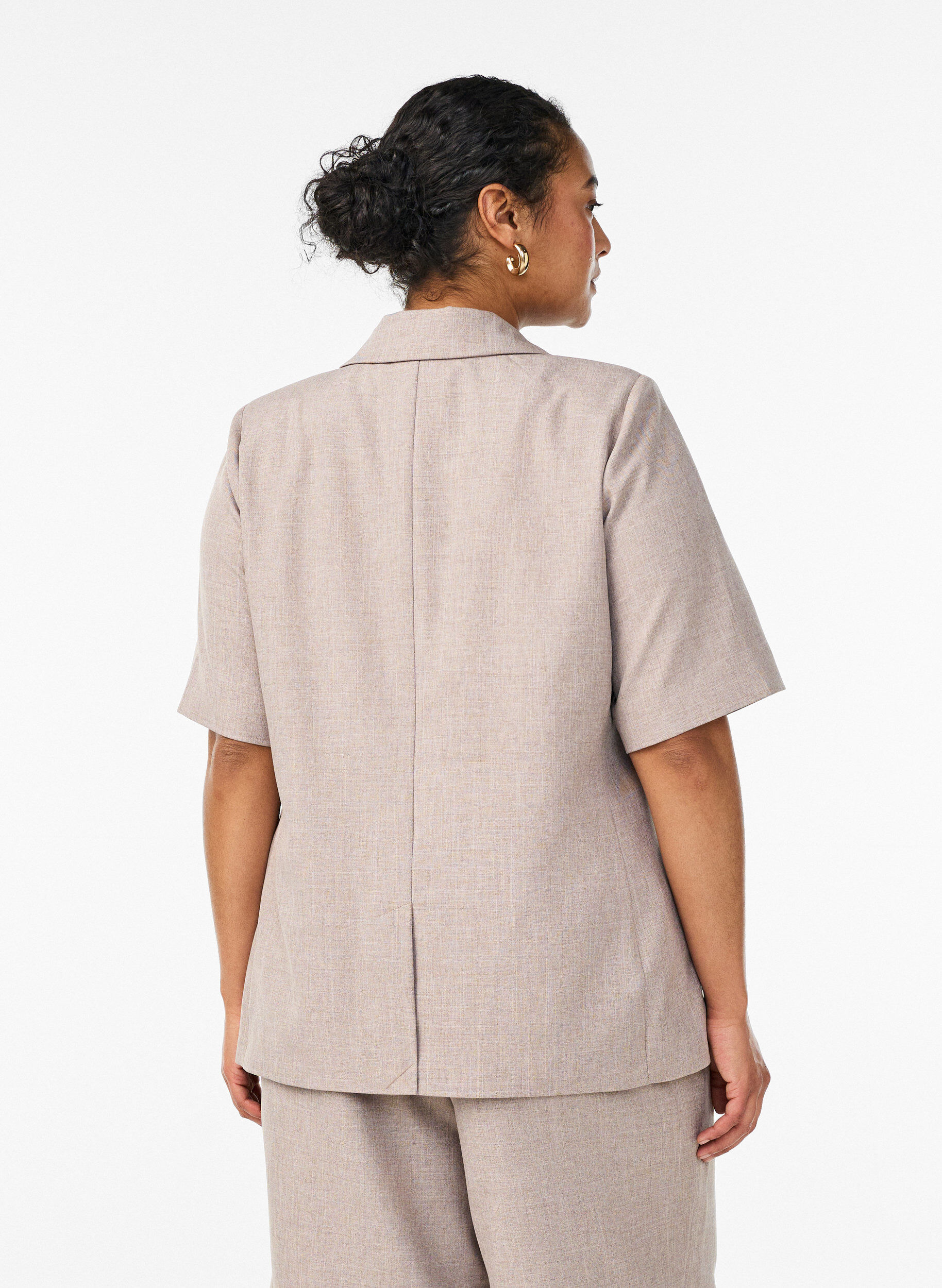 Zizzi Blazer met korte mouwen en revers, Bruin, Model image number 2