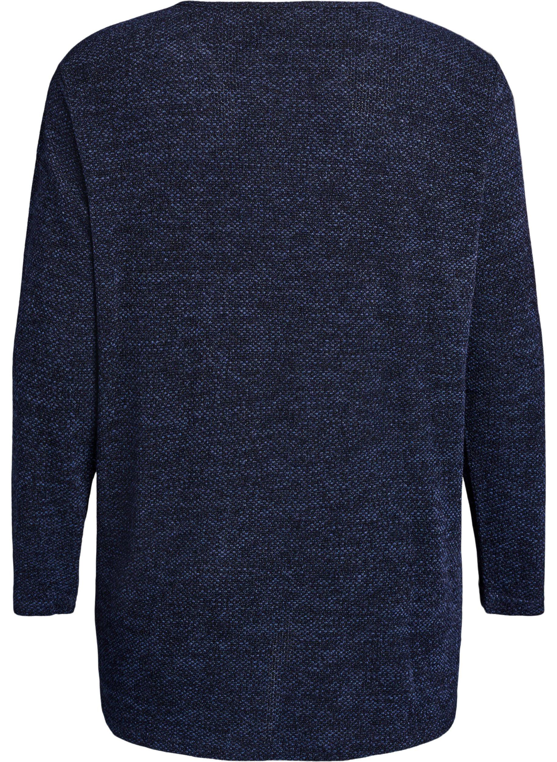 ZizziBlouse met lange mouwen en structuur, Blauw, Packshot image number 1
