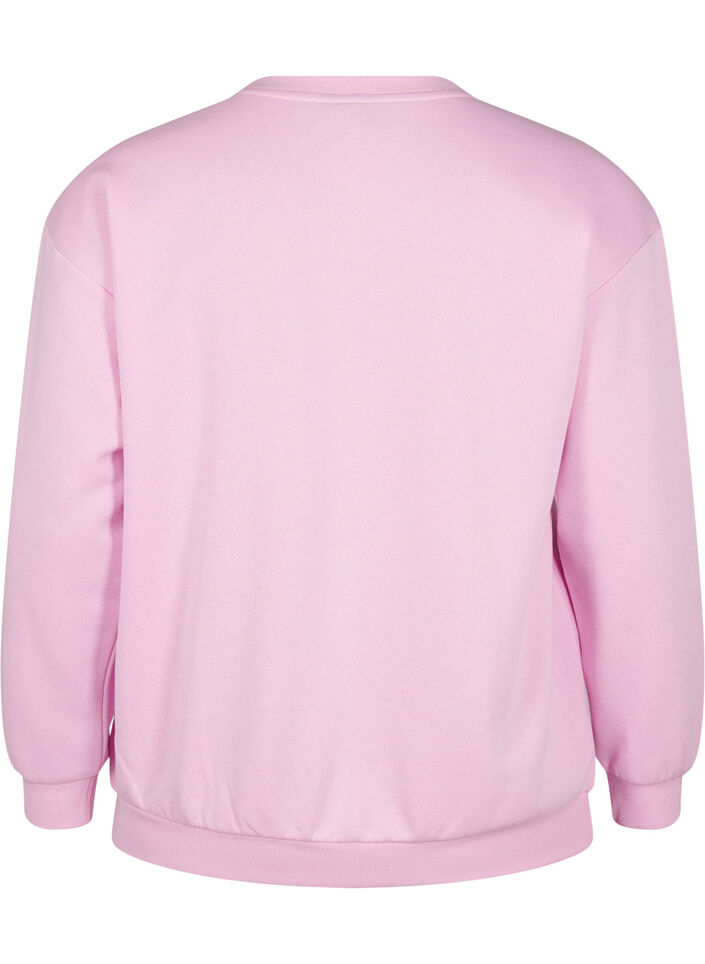 Sweatshirt met badstof tekst, Roze, Packshot image number 1