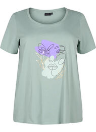 Katoenen T-shirt met motief, Ch. Green w. Face