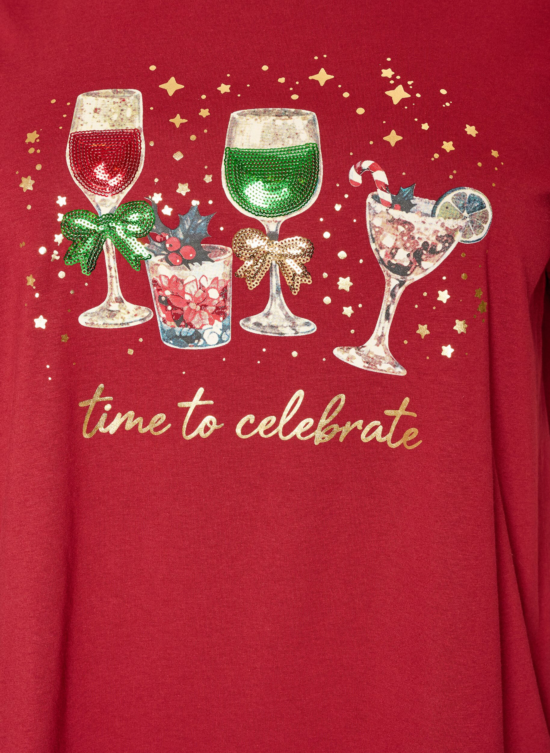 ZizziKerst T-shirt van biologisch katoen, Rood, Packshot image number 2