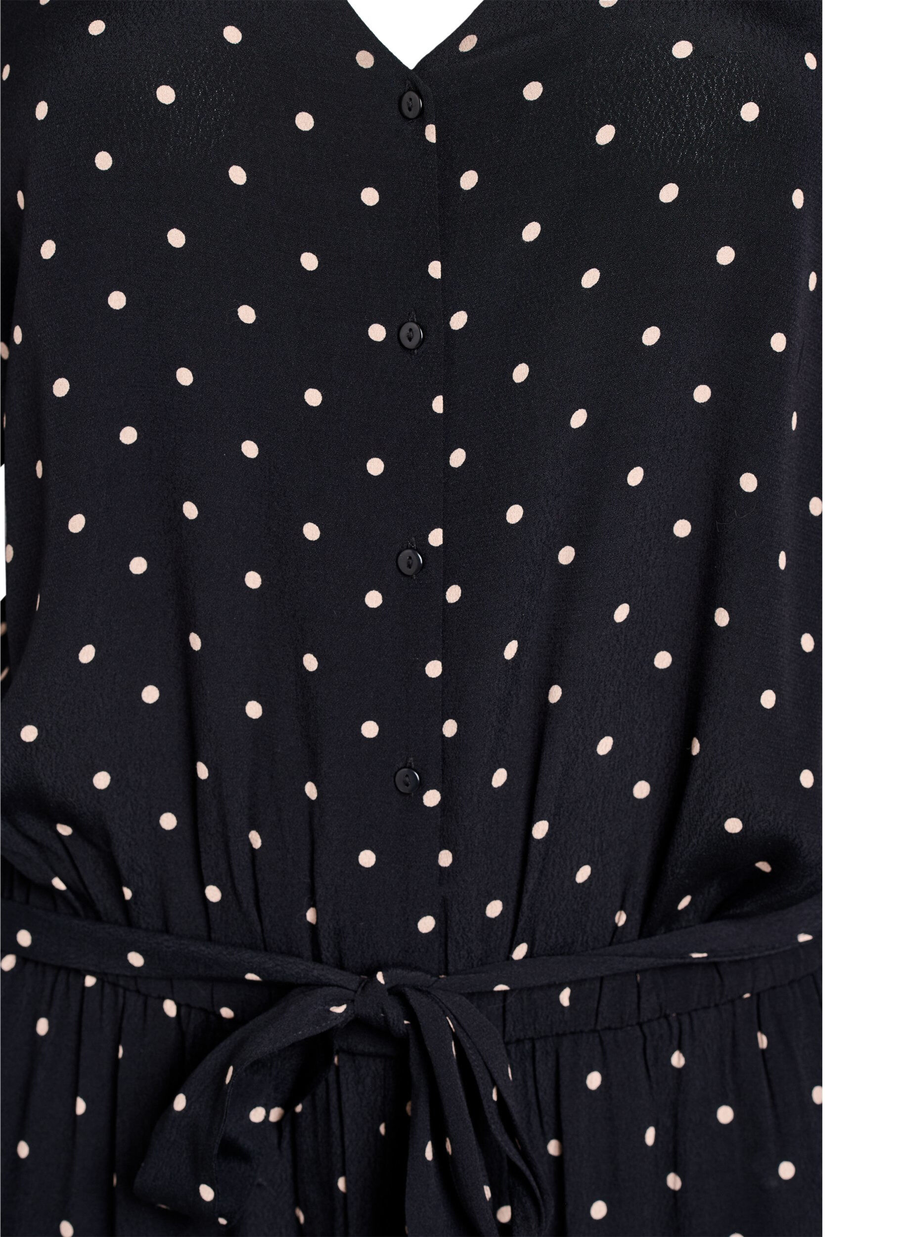 Zizzi Polkadot jumpsuit met korte mouwen, Zwart, Packshot image number 2