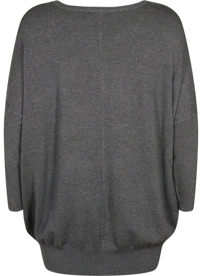 Gebreide tuniek in viscosemix, Dark Grey Melange, Packshot image number 1