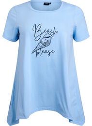 T-shirt met ronde hals en A-lijn vorm, Blauw