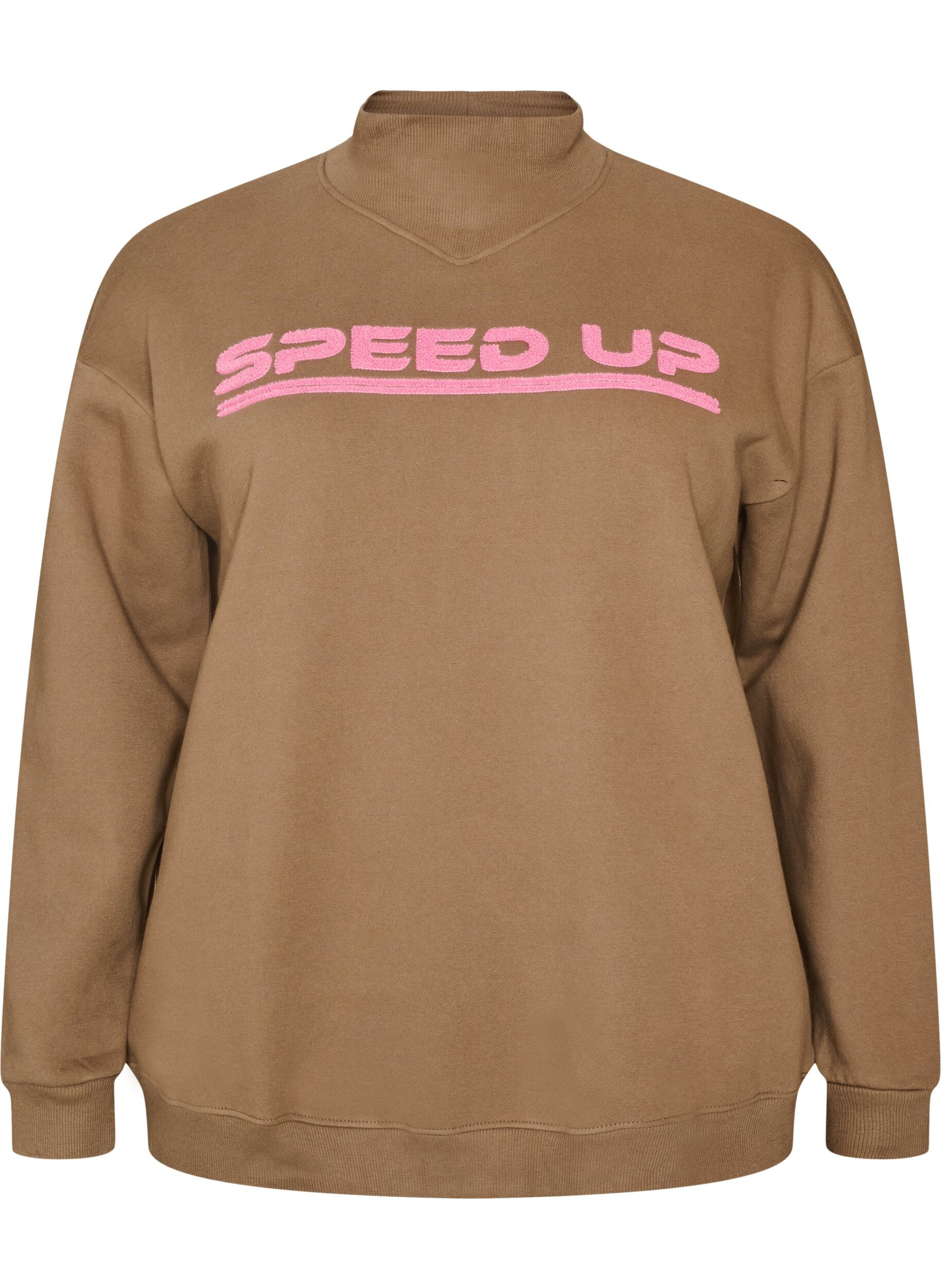 Sweatshirt met hoge hals en sportief motief op de voorkant