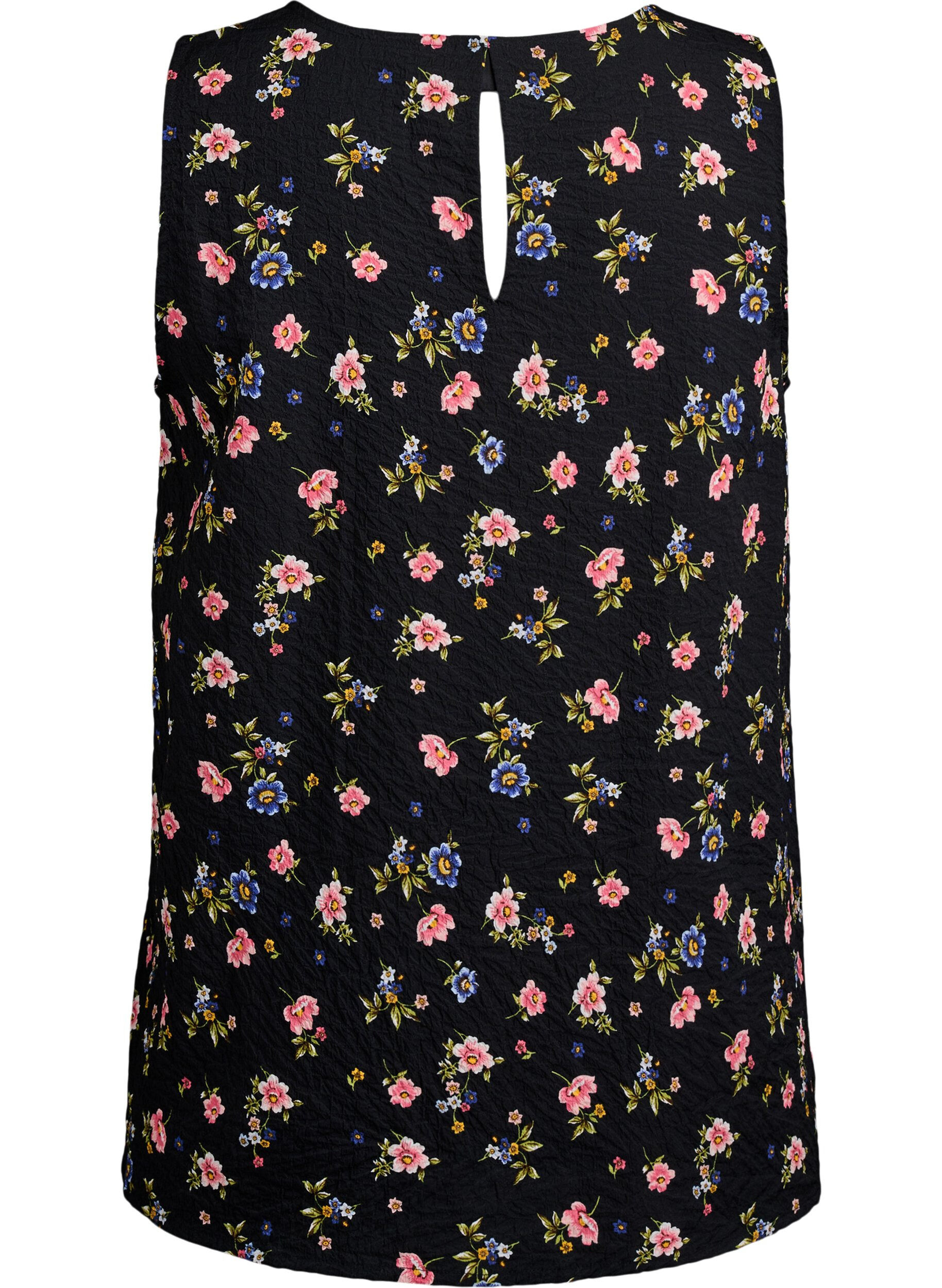 Zizzi FLASH - Mouwloze top met textuur, Zwart, Packshot image number 1