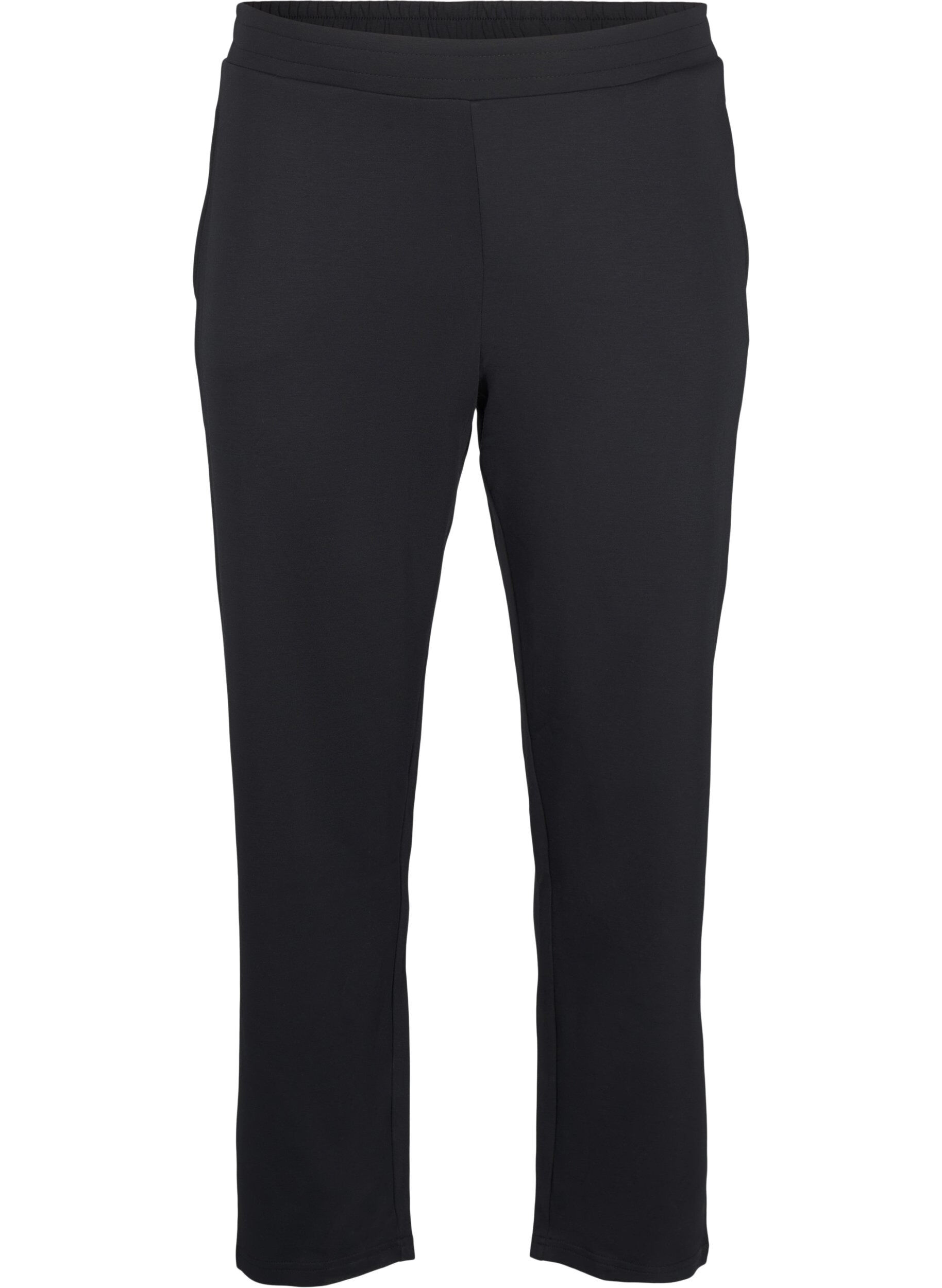 Zizzi Modal-mix broek met elastische tailleband, Zwart, Packshot image number 0