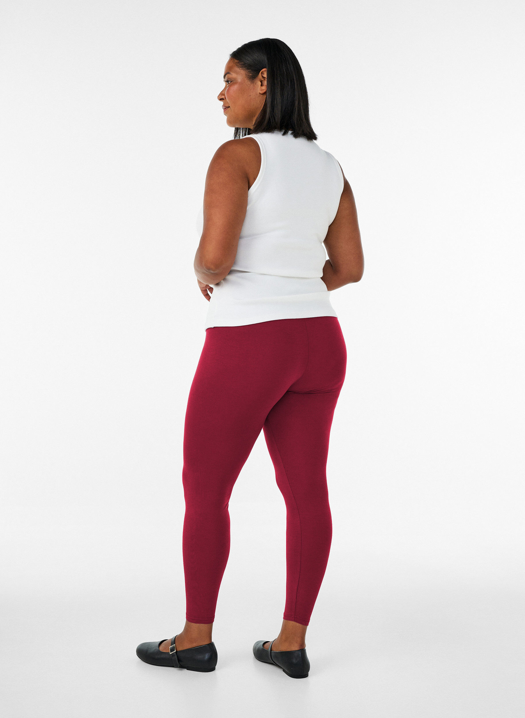 ZizziBasic legging in viscose, Rood, Model image number 2