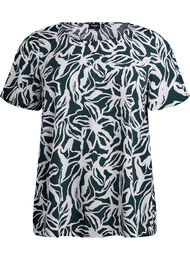 FLASH - Viscose blouse met korte mouwen en print, Groen