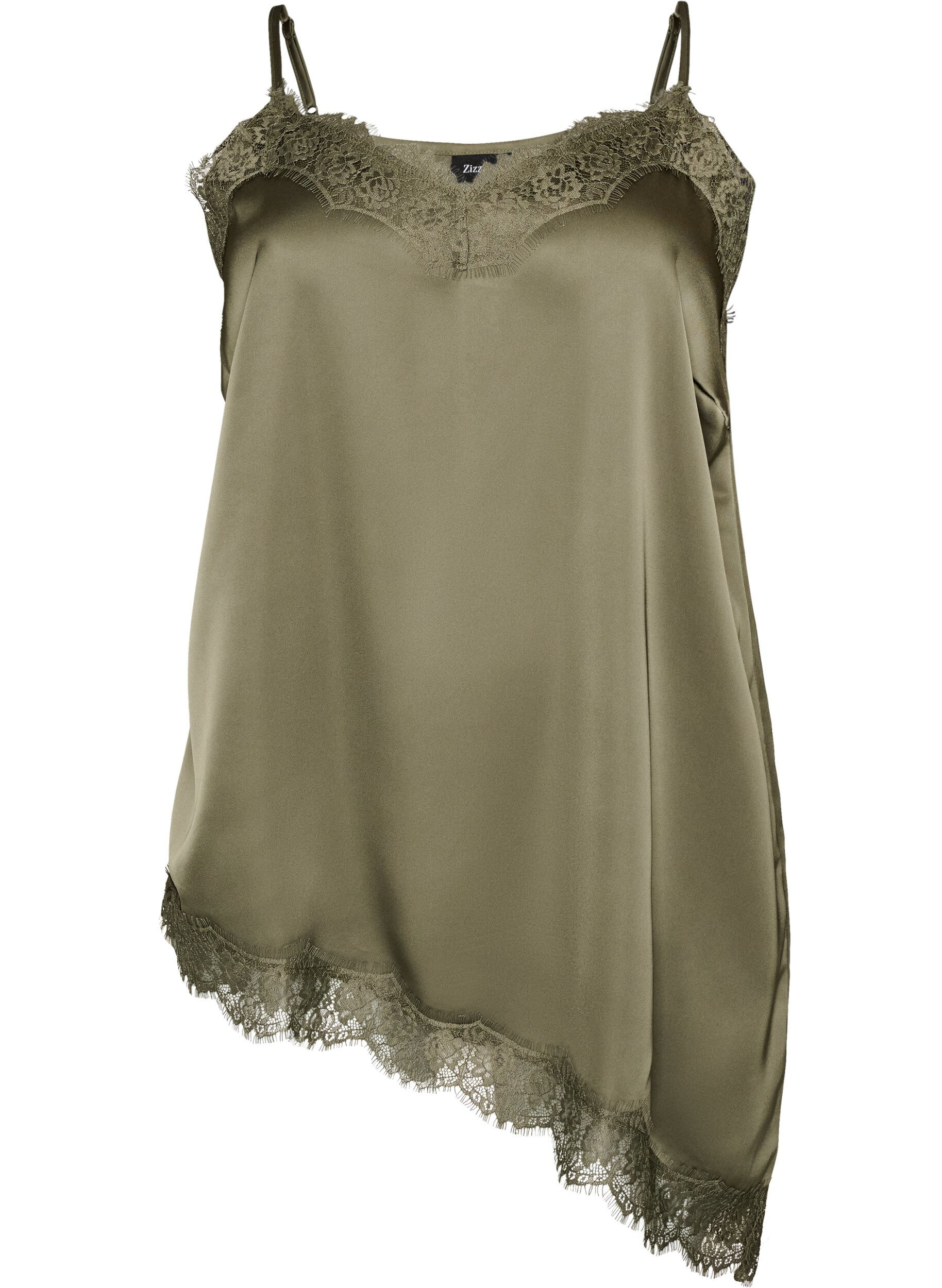 Top met bandjes en een kanten asymmetrische zoom