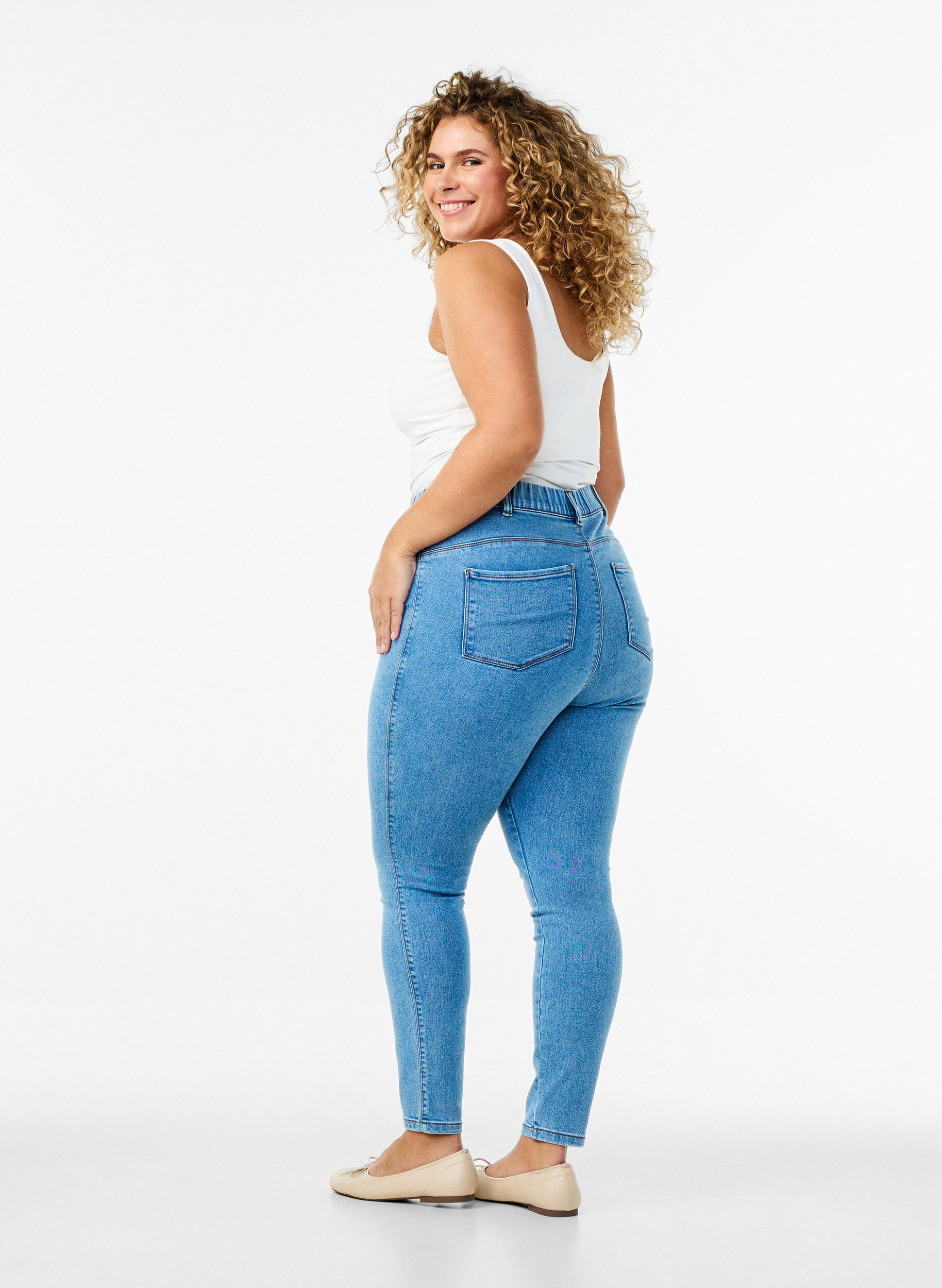 Zizzi Jeggings met hoge taille, Blauw, Model image number 1