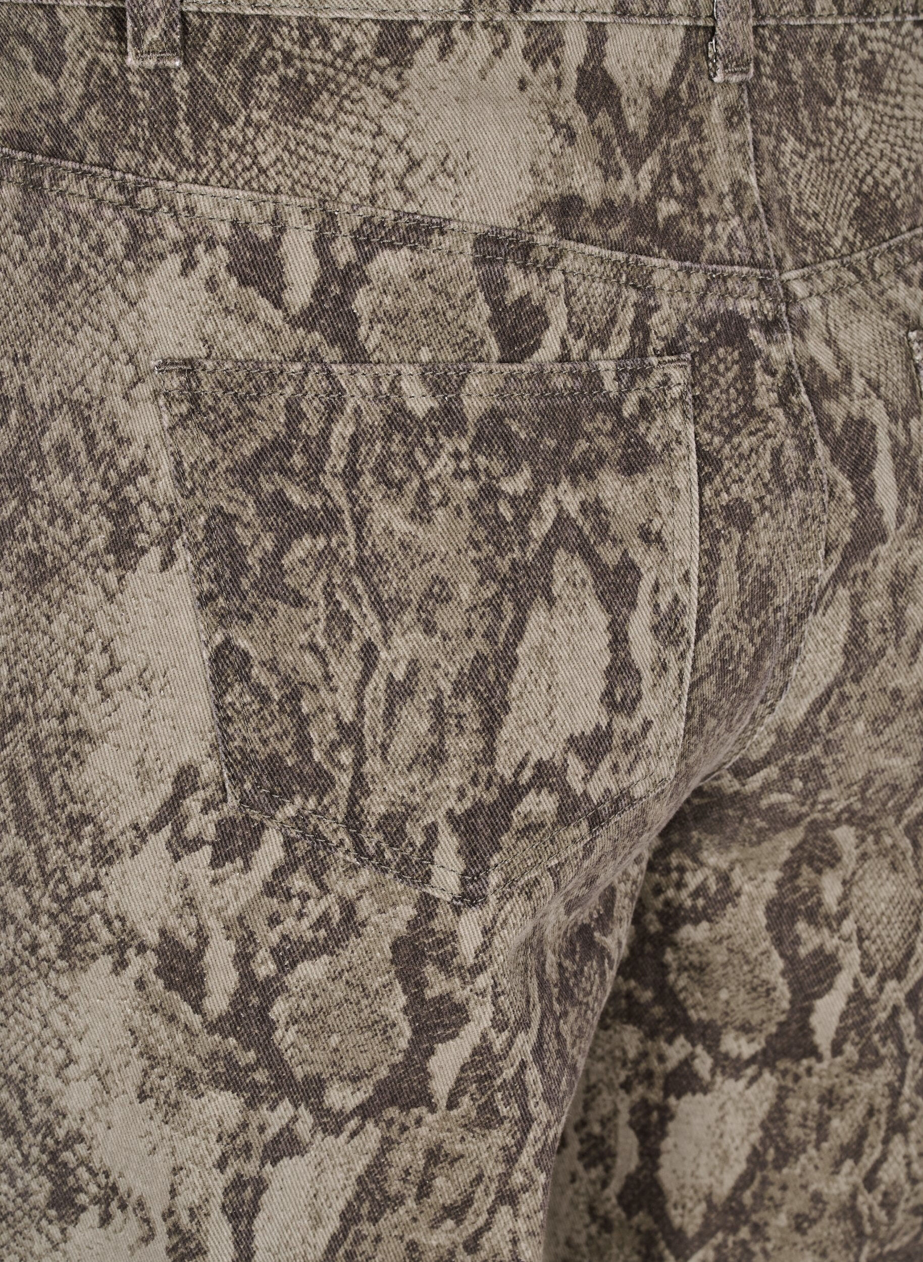 Zizzi High-waist Gemma jeans met slangenprint, Bruin, Packshot image number 3