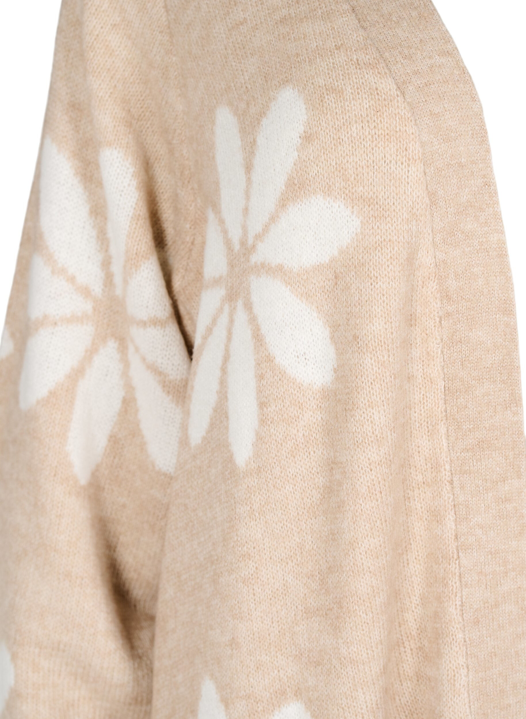 Zizzi Lange cardigan met bloemen breisel, Simply Taupe Comb, Packshot image number 2