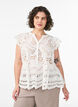 Mouwloze blouse met broderie anglaise en ruches, Wit, Model image number 0