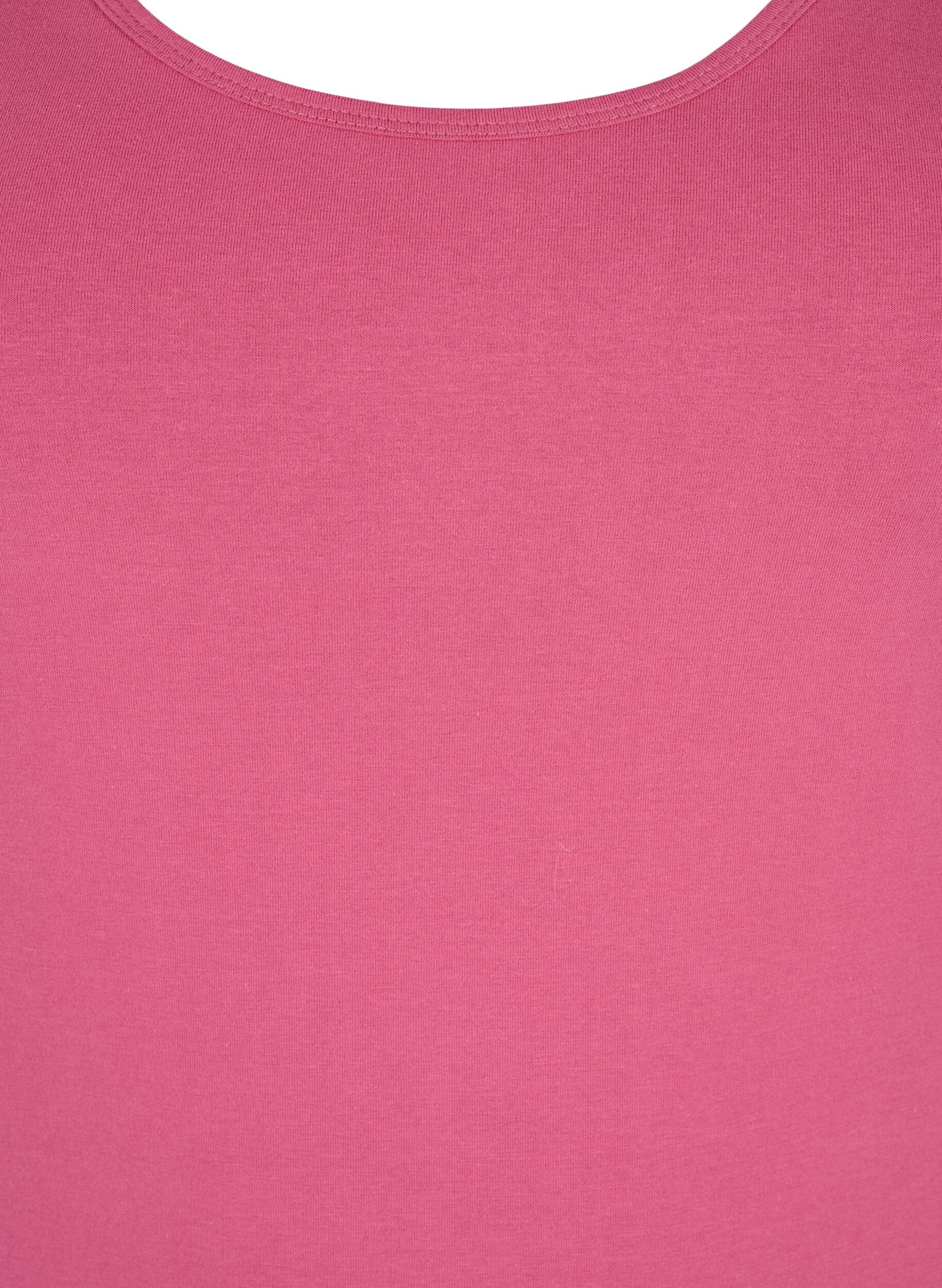 Zizzi Effen gekleurd basic top in katoen, Rood, Packshot image number 2