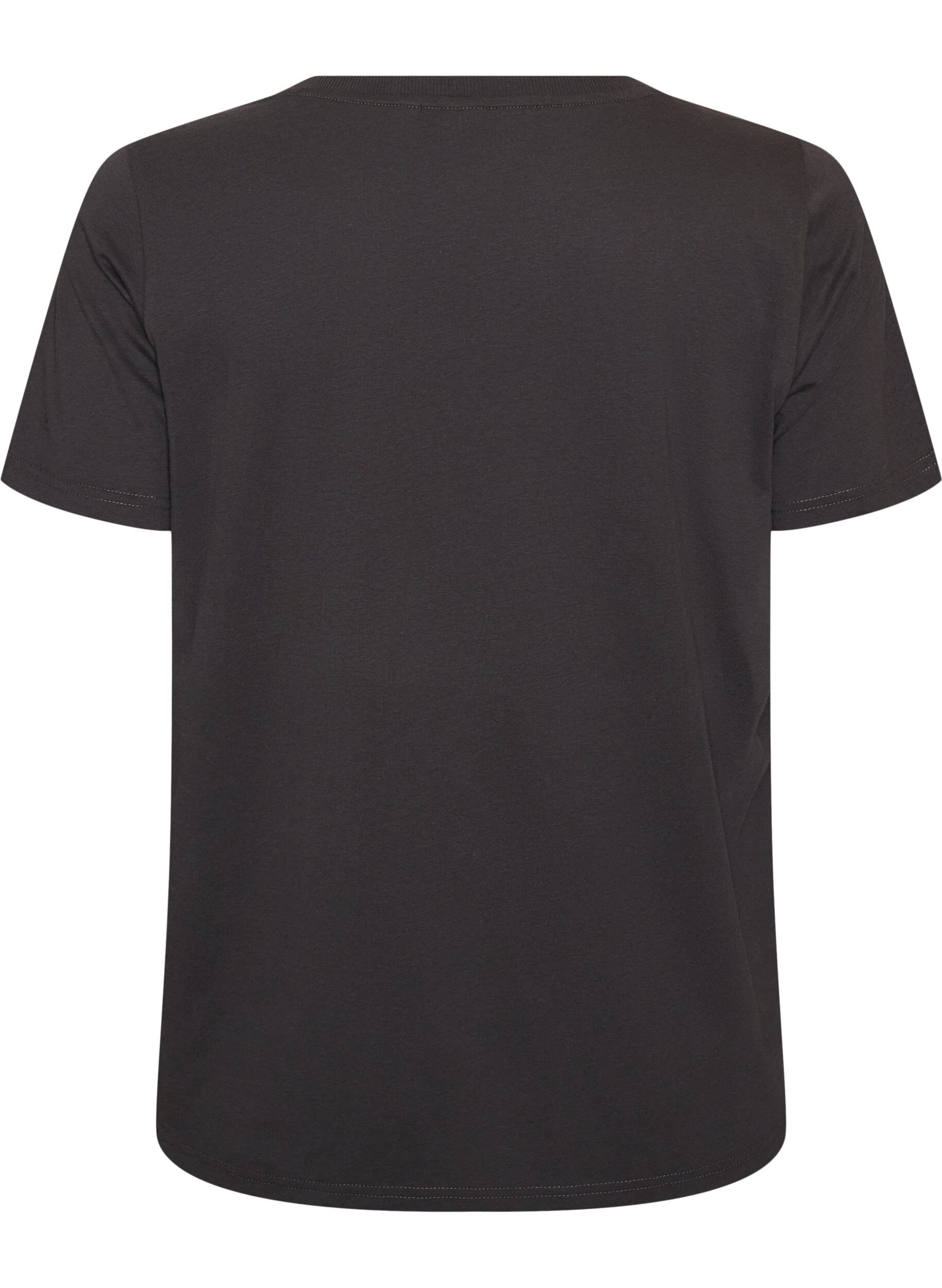 ZizziKatoenen T-shirt met print aan de voorkant, Grijs, Packshot image number 1