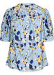 Blouse met patroon en 1/2 mouwen, Blauw, Packshot image number 0