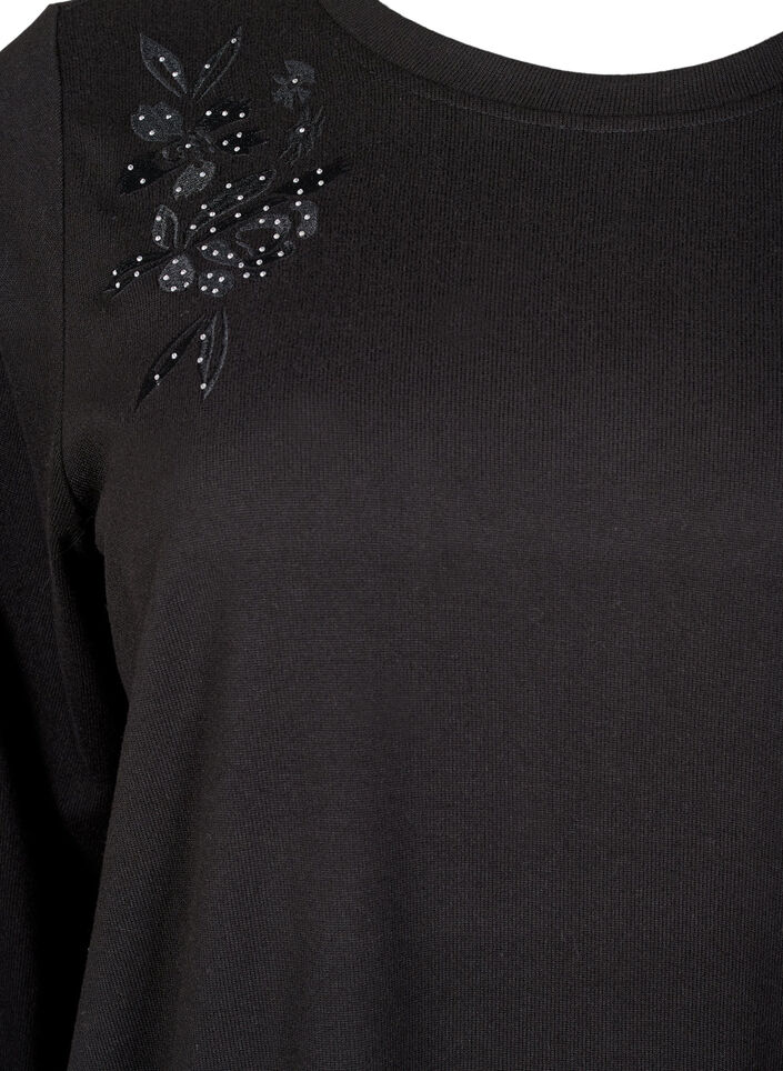 Blouse met borduursels en strass steentjes, Black, Packshot image number 2