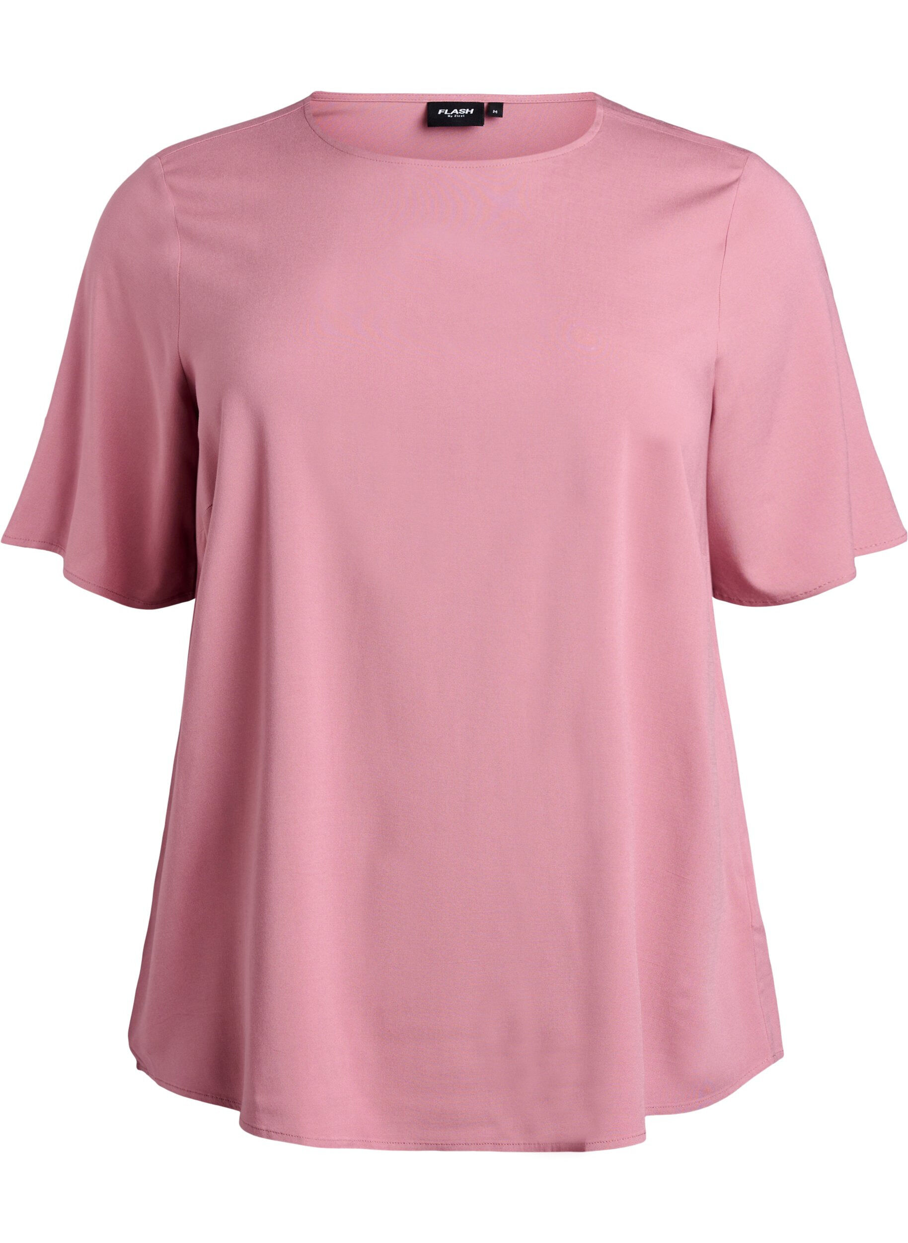 Zizzi FLASH - Geweven blouse met korte mouwen en ronde hals, Roze, Packshot image number 0