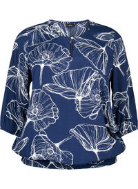 Viscose blouse met bloemenprint en smokwerk