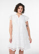 Broderie anglaise jurk met ruches mouwen, Wit, Model image number 0