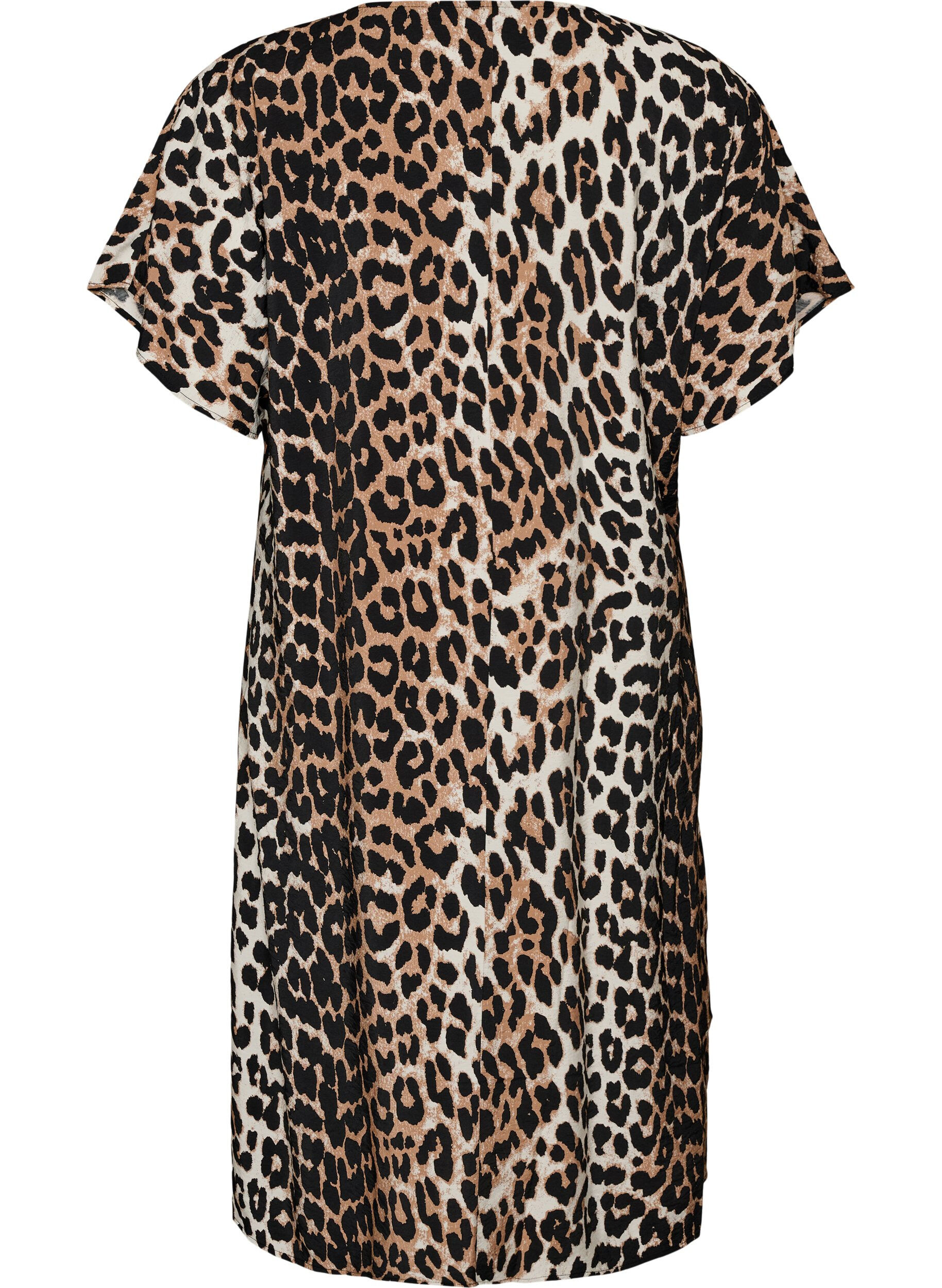 ZizziJurk met V-hals van viscose, Bruin, Packshot image number 1