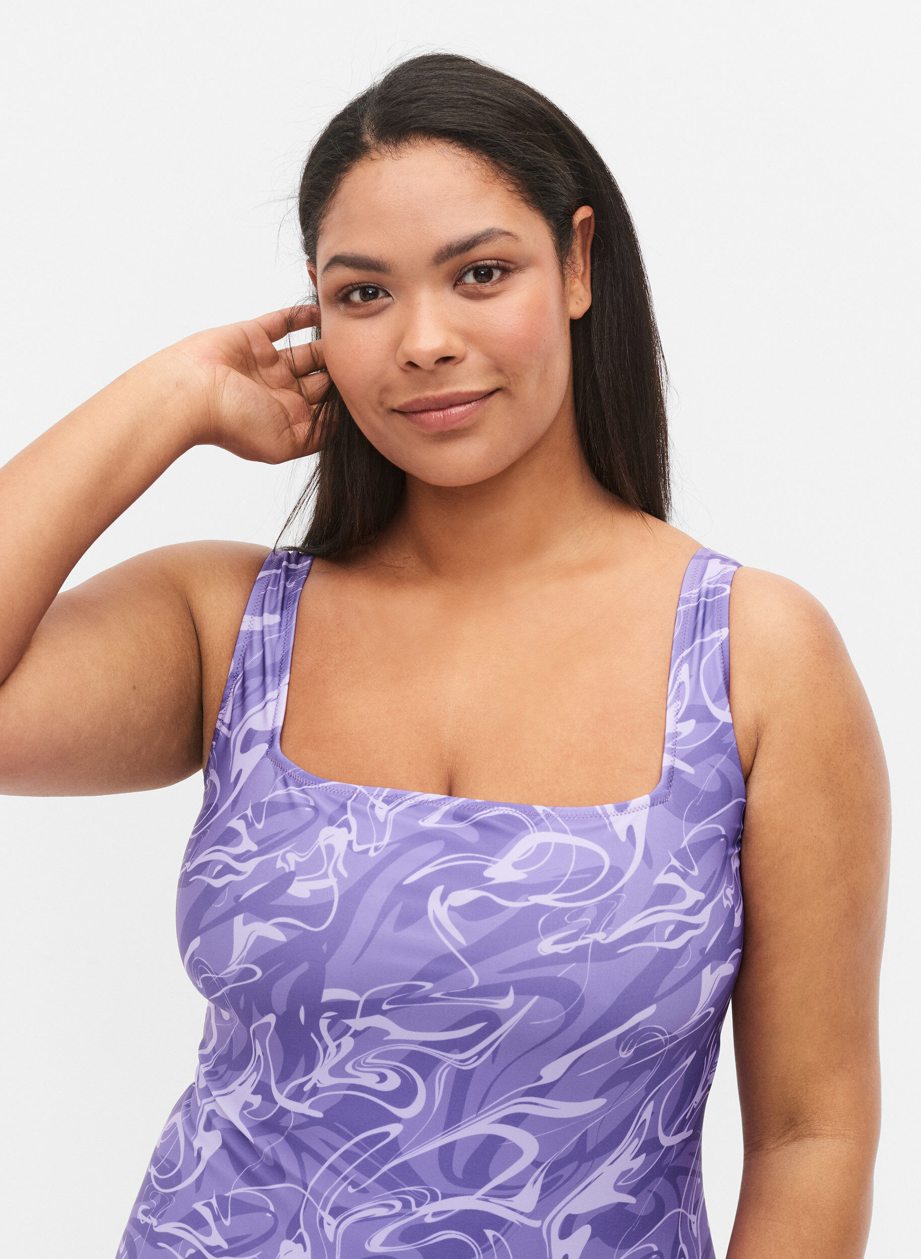 Zizzi Badpak met print, Swirl Print, Model image number 2