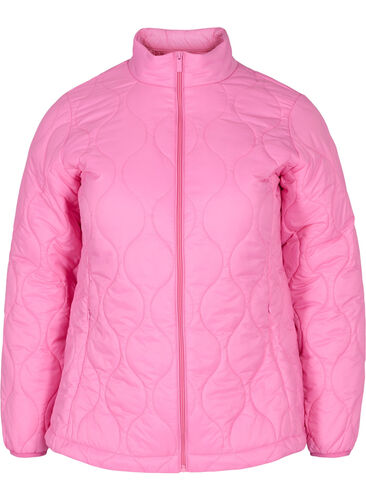 Doorgestikte jas met rits en zakken, Hot Pink, Packshot image number 0