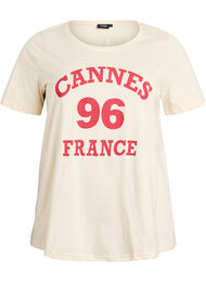 T-shirt met print, Vanille