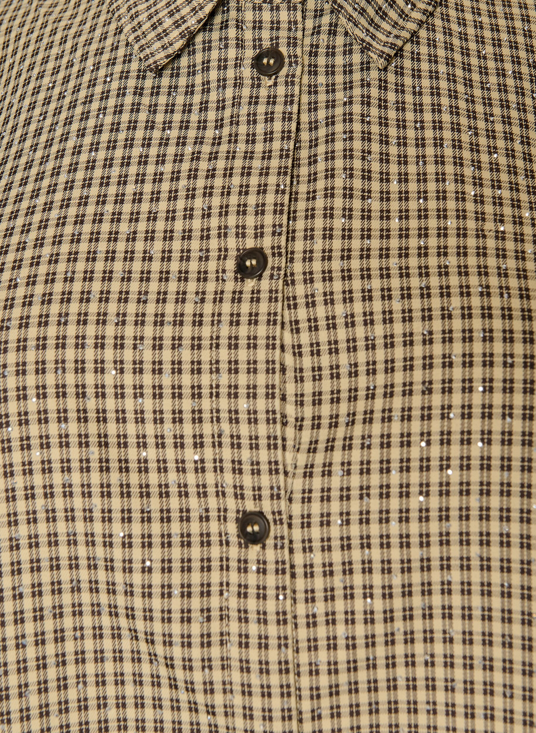 ZizziShirt met klein ruitpatroon en strasstenen, Bruin, Packshot image number 2