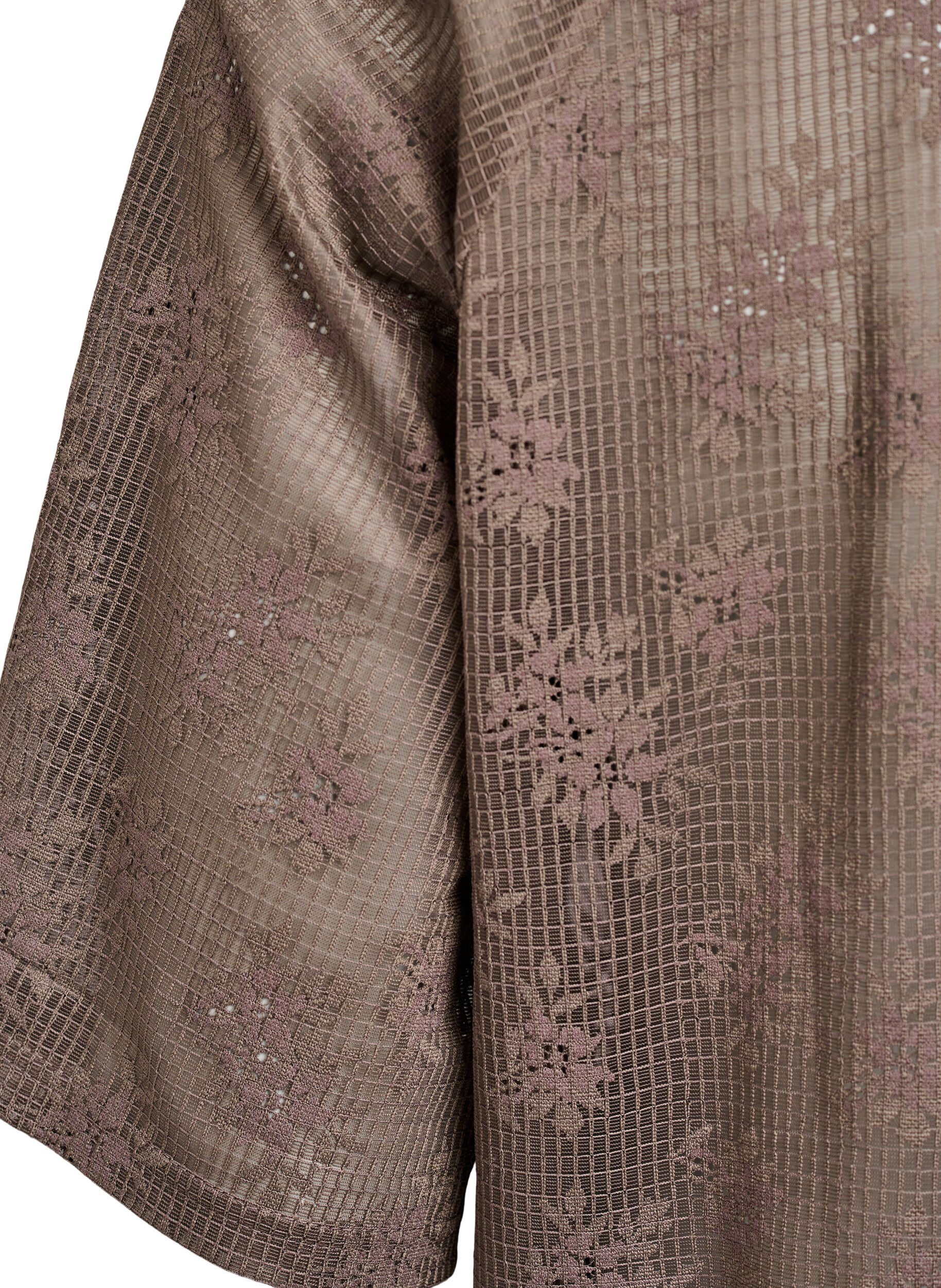 Zizzi Kanten T-shirt met tekstprint, Bruin, Packshot image number 3