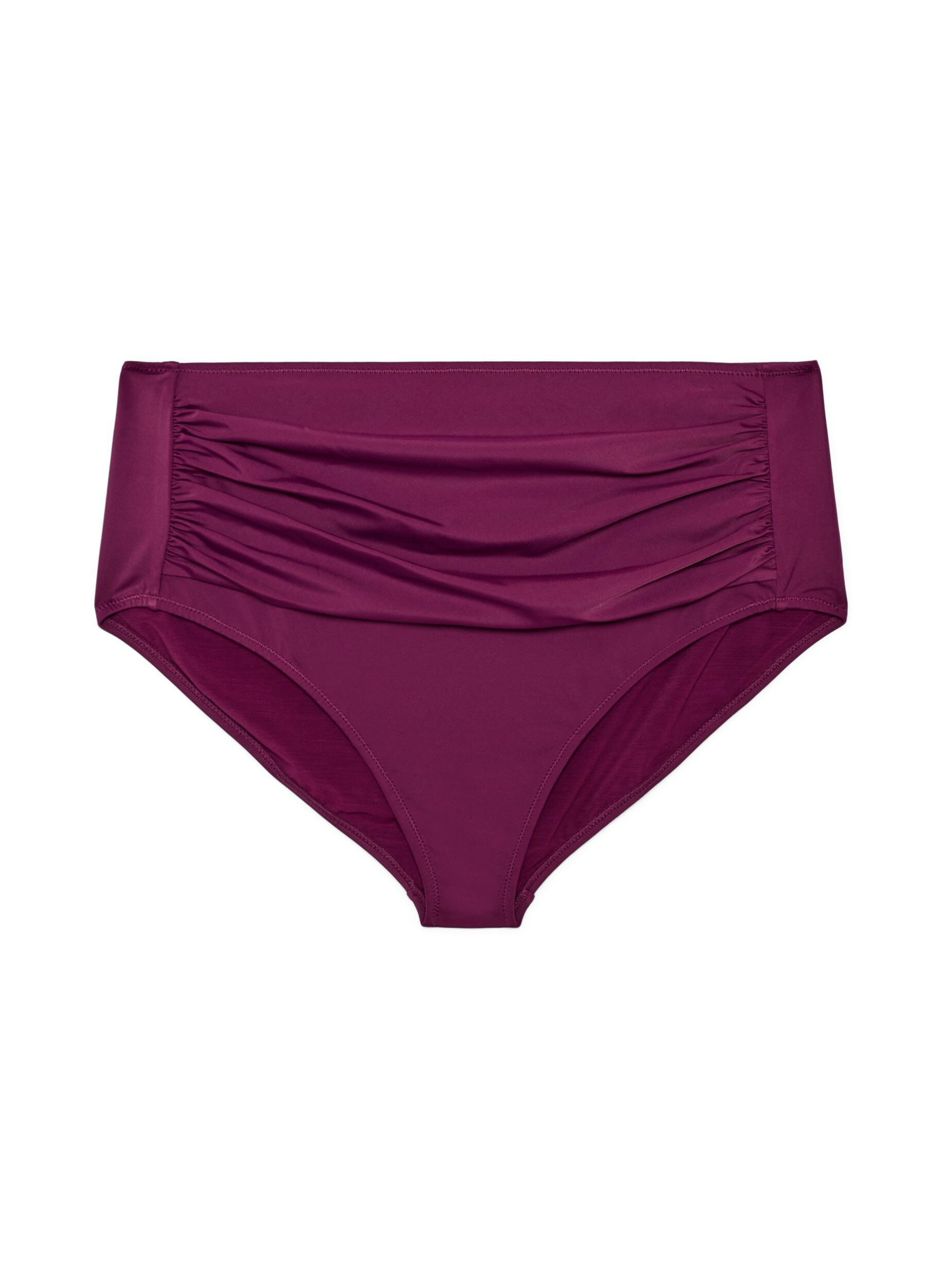 ZizziHigh waist bikinibroekje met drapering, Paars, Packshot image number 0