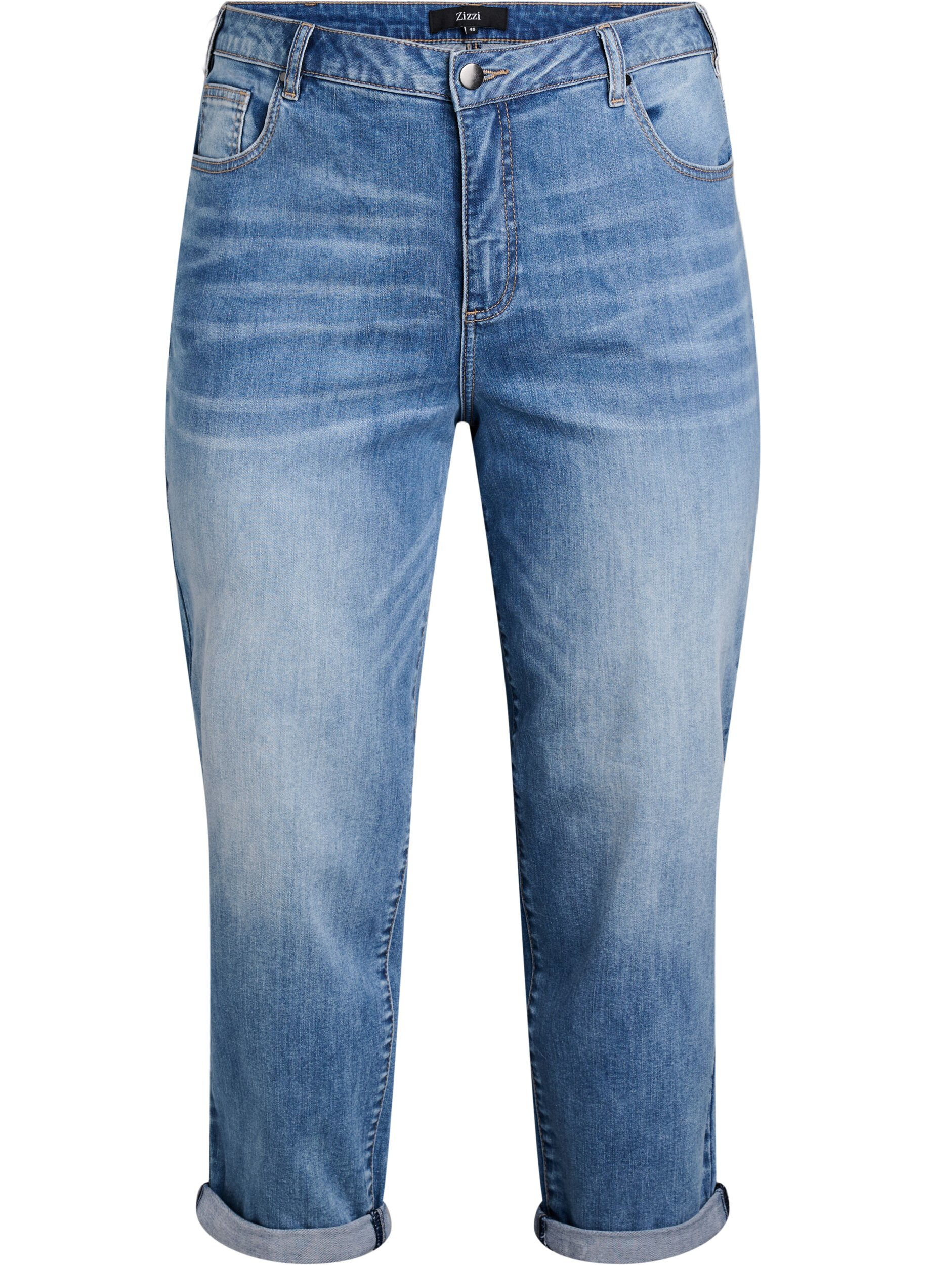 Zizzi7/8 jeans met oprolbare pijpen en hoge taille, Blauw, Packshot image number 0