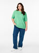 Gebreide blouse met korte mouwen, Groen, Model image number 1