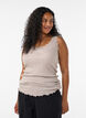Geribde top met kanten afwerking, Beige, Model image number 0