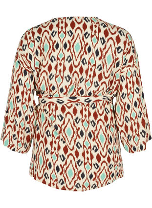 Viscose kimono met print en striksluiting, Angora AOP, Packshot image number 1