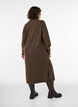 Jumperjurk met col en splitjes, Bruin, Model image number 1