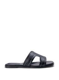 Wide fit - Platte sandalen met studs, Zwart
