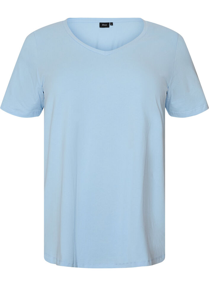 Basic t-shirt in effen kleur met katoen, Blauw, Packshot image number 0