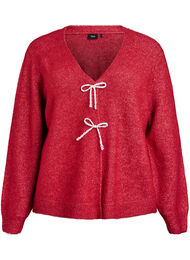 Gebreide cardigan met parelknopen, Rood