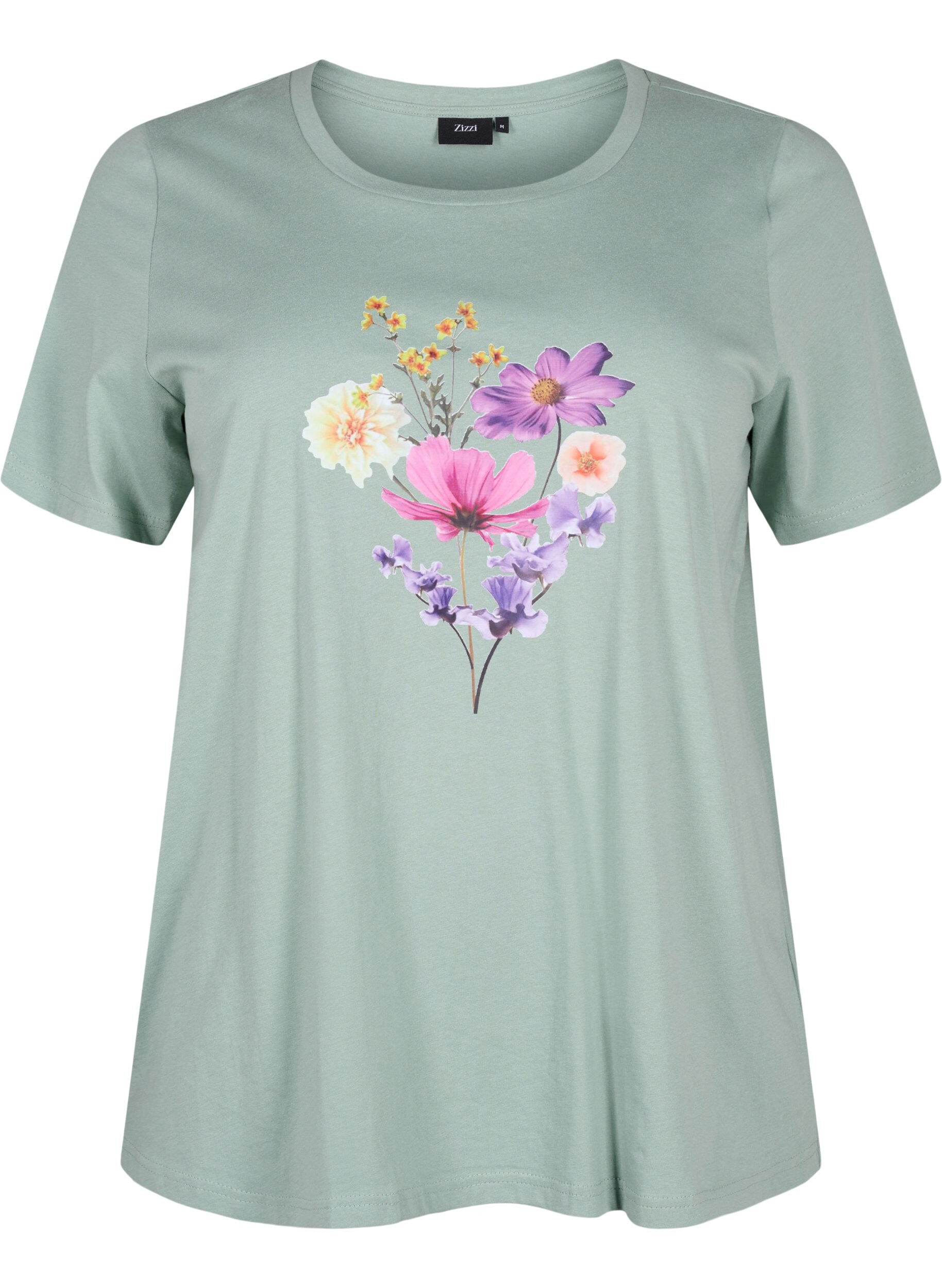 Zizzi T-shirts met bloemenmotief, Chinois G. w. Flower, Packshot image number 0
