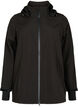 Kort softshelljack met afneembare capuchon, Zwart, Packshot image number 0