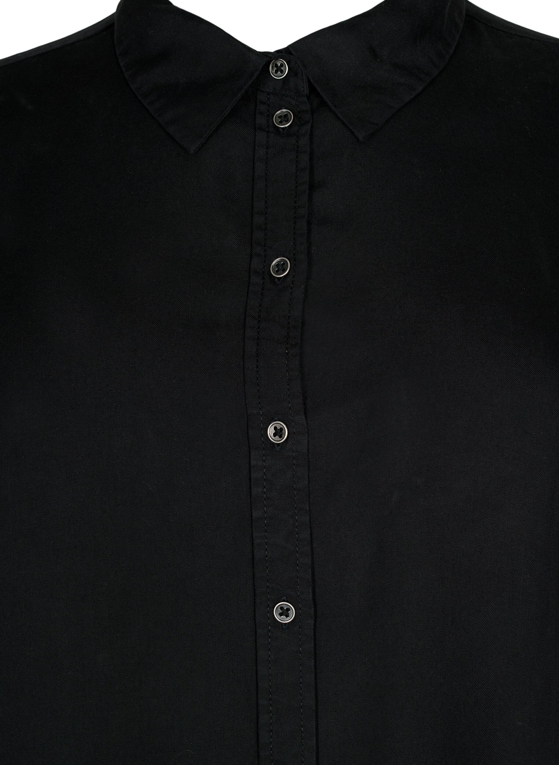 Zizzi Lang overhemd met 3/4-mouwen van lyocell (TENCEL&trade;), Black, Packshot image number 2