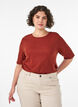 Geribde jersey blouse met korte mouwen, Rood, Model image number 0
