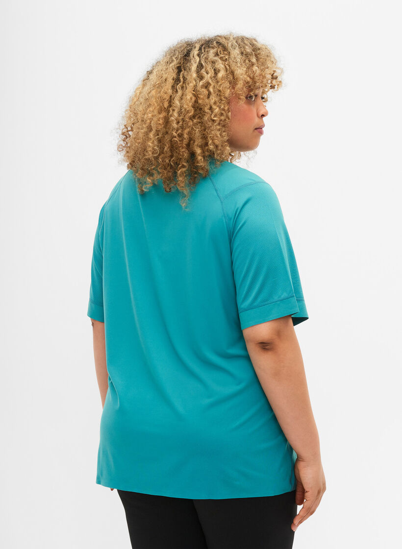 Trainings-T-shirt met korte mouwen en ronde hals, Green-Blue Slate, Model image number 1